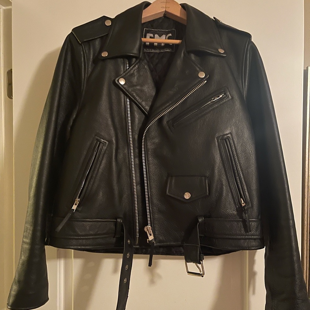 Full leather motorcycle jacket